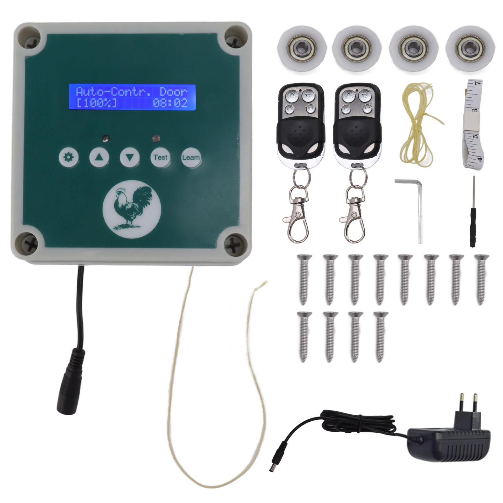 Automatic Chicken Coop Door Controller Cage Opener Remote Control Poultry House Door Actuator Motor Kit with Timer Light Sensor