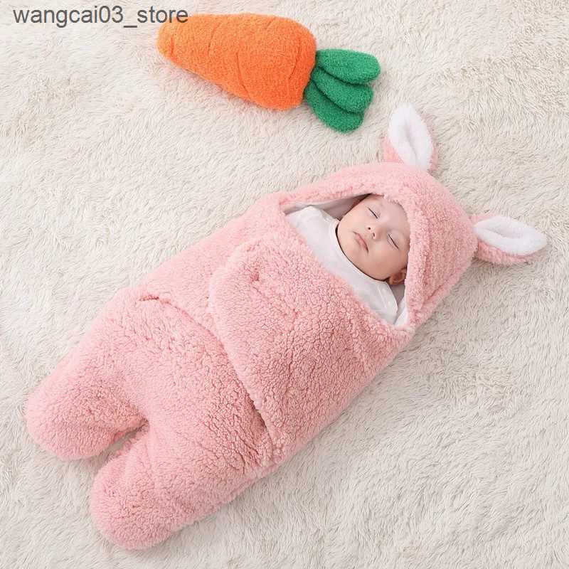 Blankets Swaddling 2024 Autumn Winter Infant Toddler Thicken Cashmere Receiving Blankets 0-6M Newborn Sleeping Bag Swaddling Kids Accessories L240910