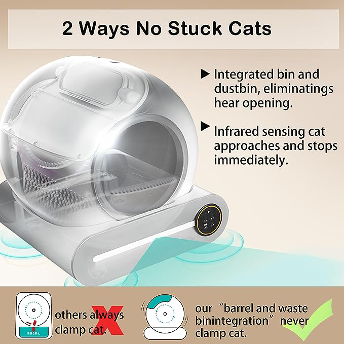 OEM Customized Automatic Toilet Smart APP Control Video Self Cleaning Cat Litter Box For 3.3-22lbs Cats