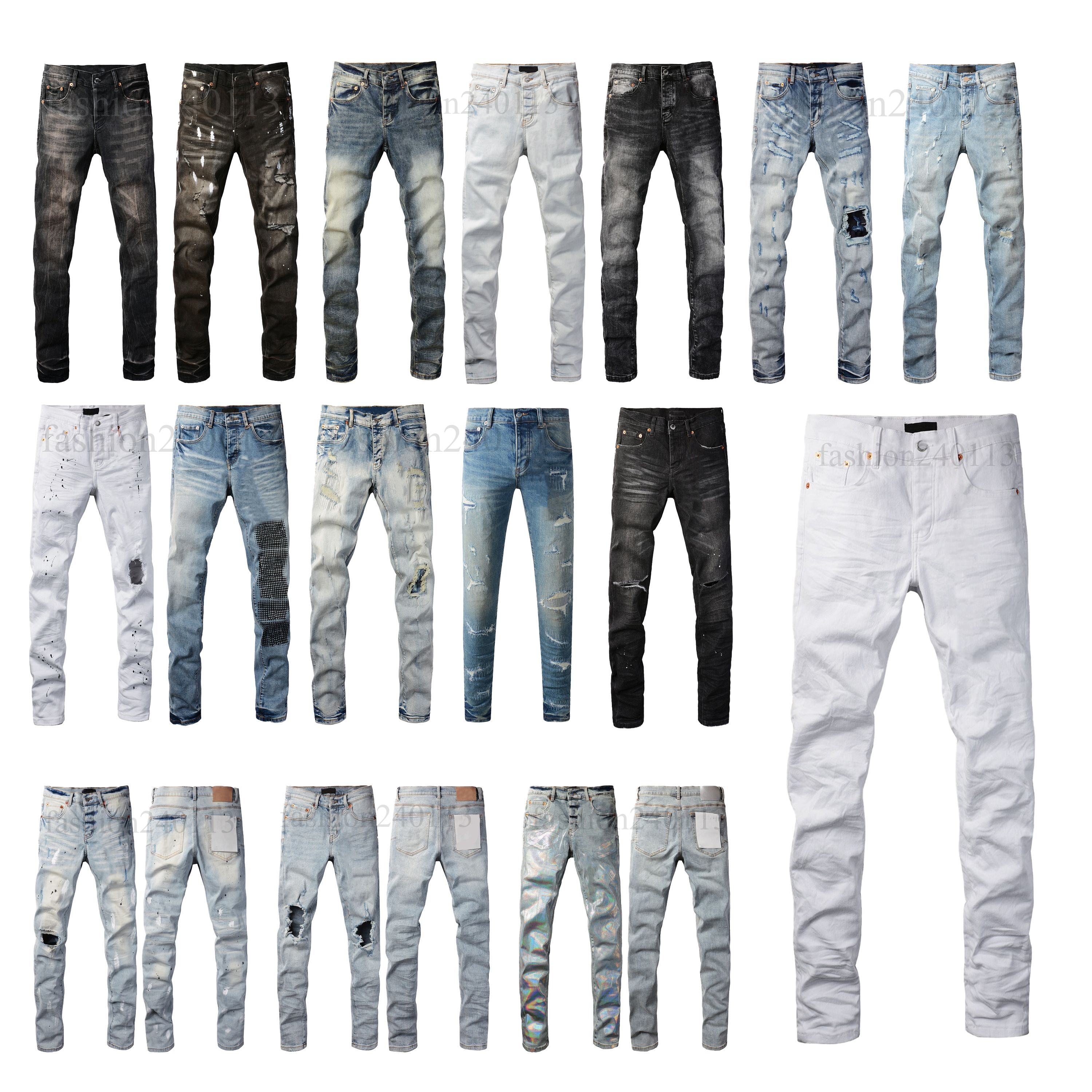 Designer jeans for mens jeans baggy stack jean man pants high quality straight retro streetwear casual sweatpants slim fit hole baggy jeans uomo skinny trousers