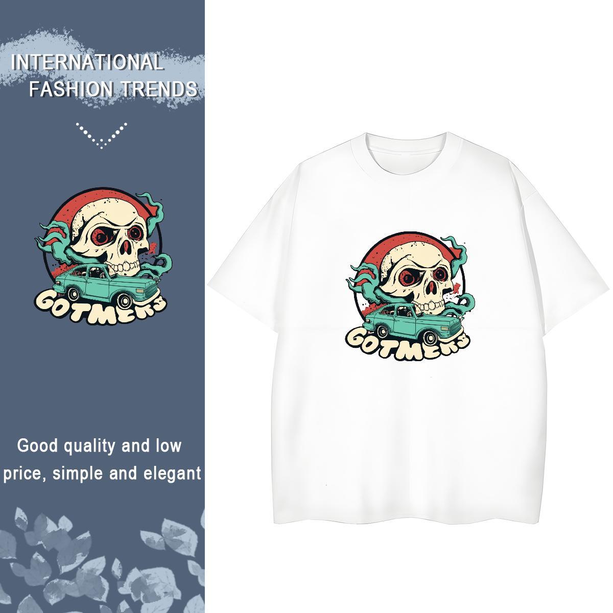 Factory Direct Woman T Shirts 230g 100% Cotton Breathable Soft Daily Wear skull Woman Tshirt Nice Customized Print Top Shirts