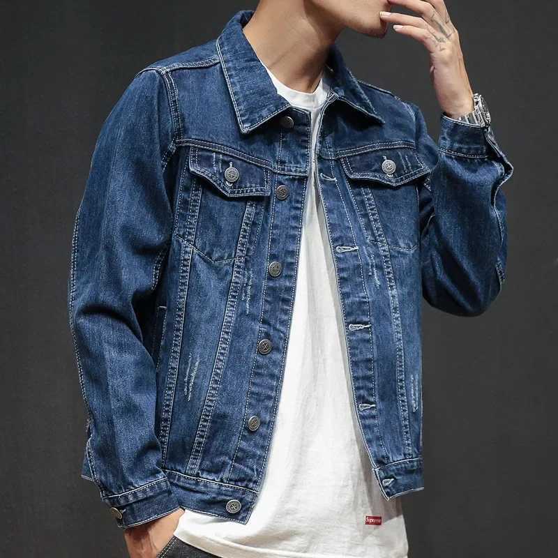 Fashionable mens denim jacket ultra-thin suitable for student clothing Ins denim vest spring and autumn fashionable casual wear W241011