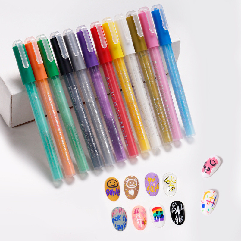 Nail Art Pens 3D Nail Polish Pens Graffiti Nail Dotting Tools Acrylic Paint Pens Drawing Painting Point Liner Pen for Nails Art Design Manicure for Ho