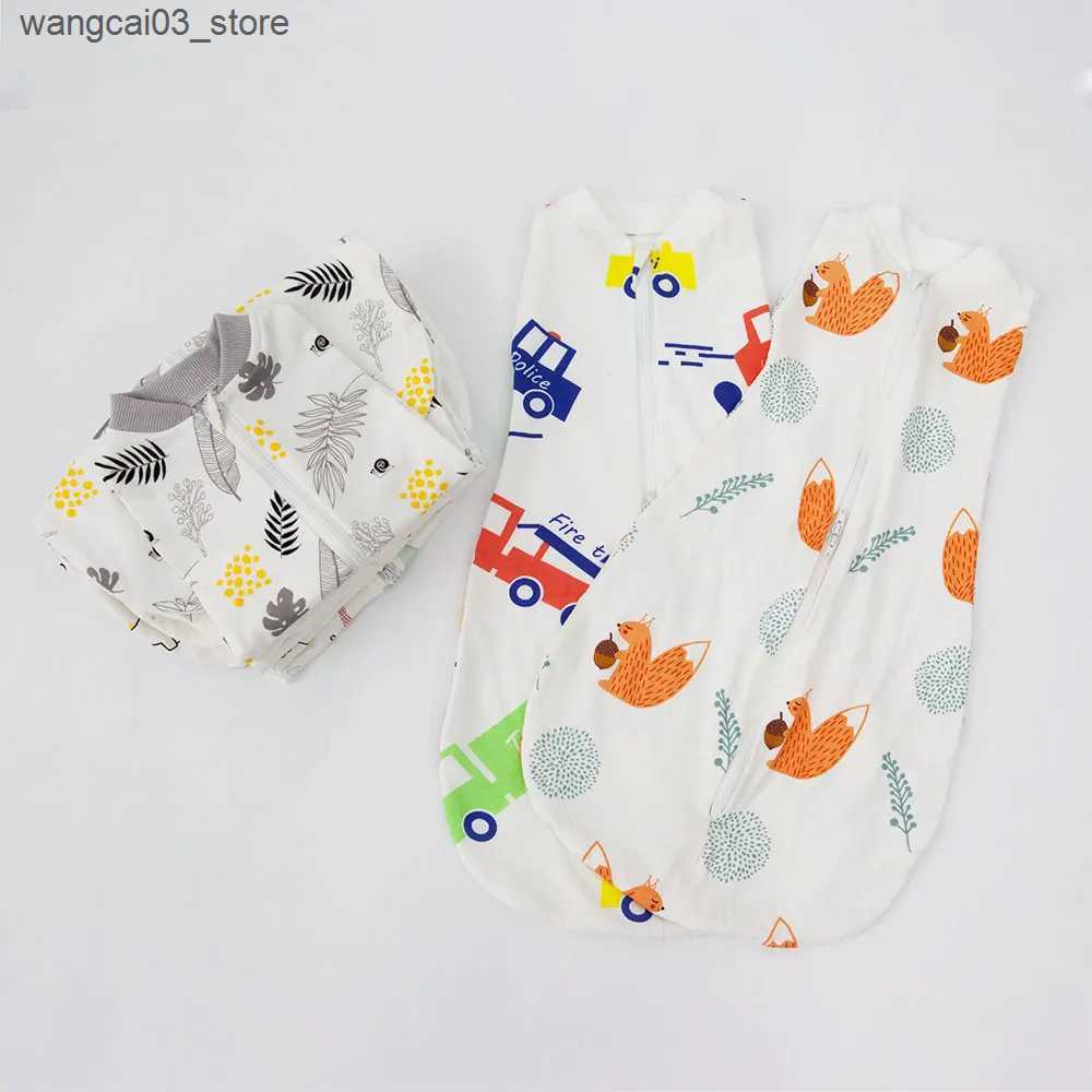 Blankets Swaddling 2in1 Multifunctional Sleeping Bag For Newborn 100% Cotton Cute Print Baby Blanket Soft 0-6M Baby Swaddle Sack Aircondition L240910
