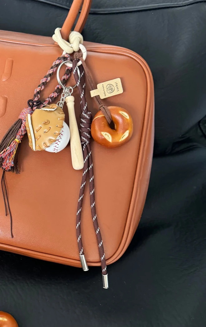 Summer Cute Style Alkaline Water Bread Weaving Rope Hanging Bag Decorative Pendant Keychain Bag Accessories and Accessories 241008