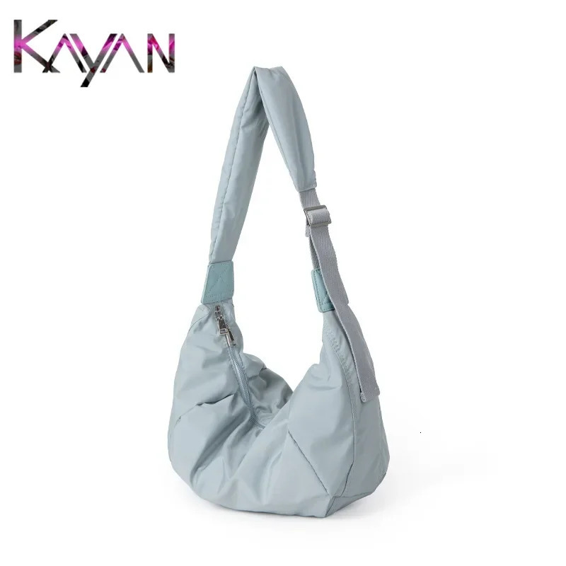 Korean style womens shoulder homeless bag large nylon casual cross body armpit bag womens pleated sling bag 241008