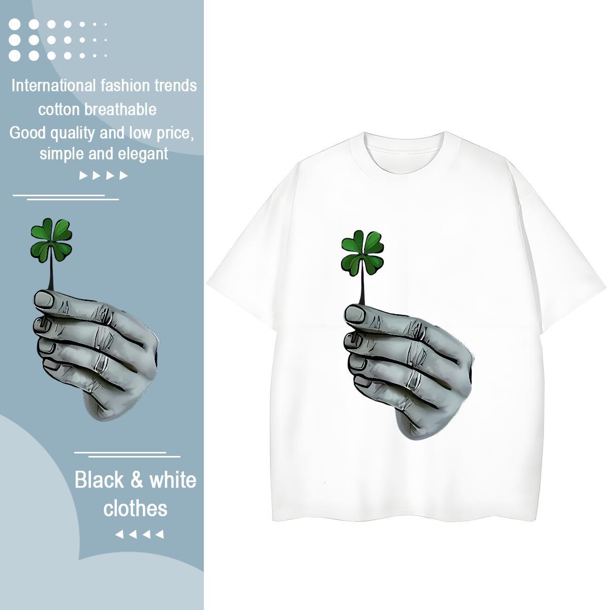 2024 DIY T-Shirts for Women 230g 100% Cotton O Neck Short Sleeves High Street Hip Hop hands Woman Tshirt Designer Custom Print Plus Size Tees Shirts