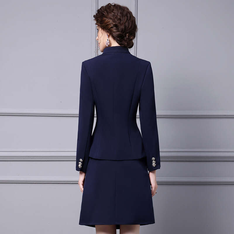 stand up collar top womens short skirt stylish long sleeved two-piece set fashionable slimming 2024 new set