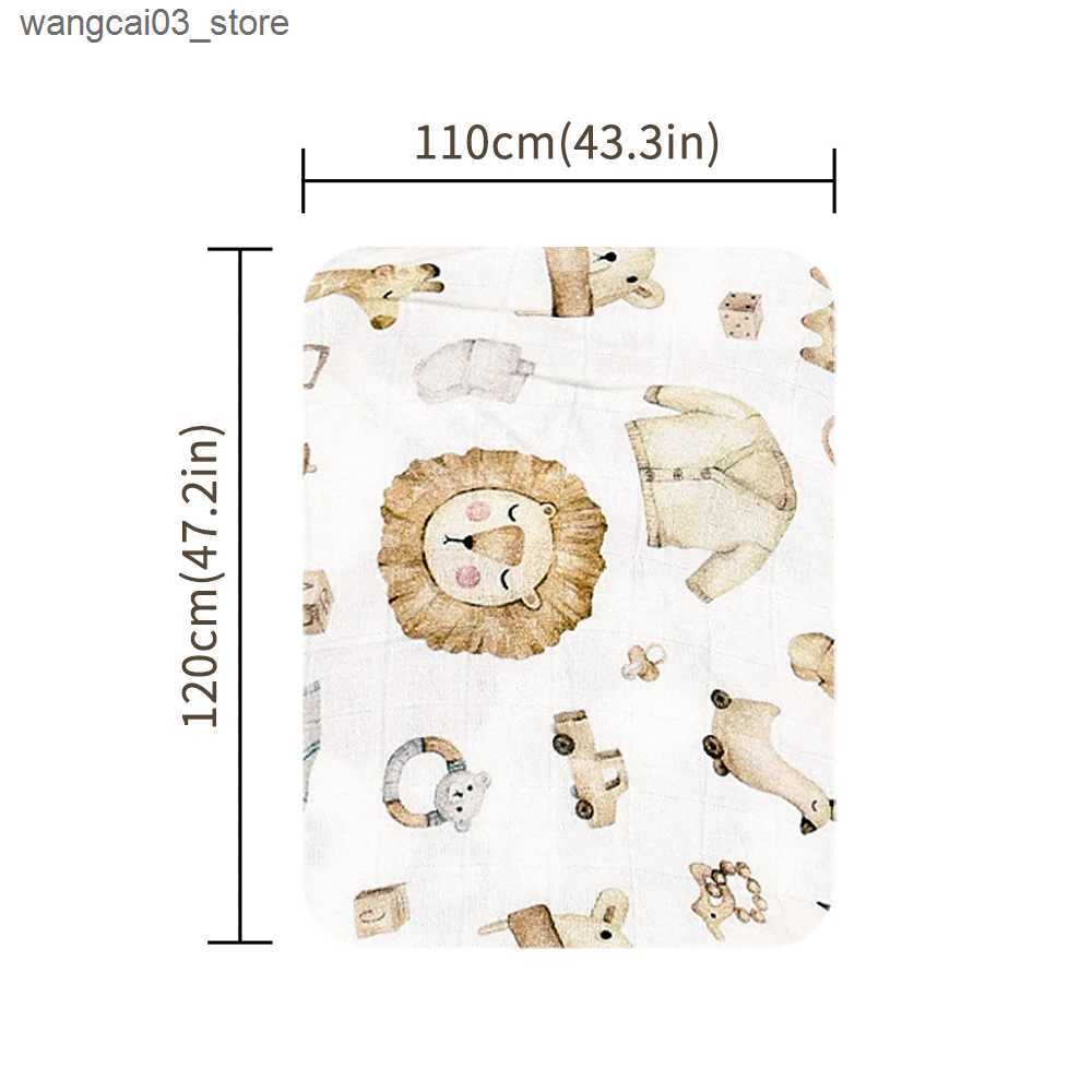 Blankets Swaddling Elinfant Popular Digital Print Bamboo Cotton Muslin Swaddle Blankets High Quality 120*110cm Newborn Baby Bath Towel Wrap L240910