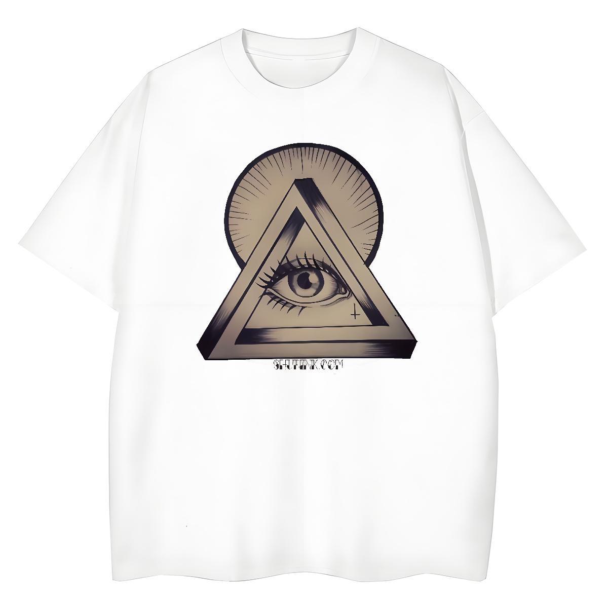 Casual New T shirt 100% Cotton 230g O-Neck Short Sleeve Home Outdoor eye of the devil Womens Tshirts Soft Oversized L-4XL Clothings