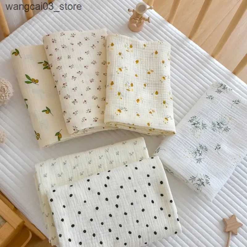 Blankets Swaddling Floral Print Cotton Baby Blanket Soft Double Layers Cotton Gauze Boy Girl Swaddle Blanket Wrap Newborn Bath Towel Stroller Cover L2