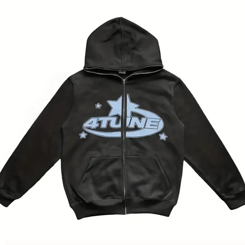 Autumn/Winter Harajuku Hoodie Y2k Street Girls Boys Thick Jacket Top Fun Star Pattern Zipper Hoodie 240930