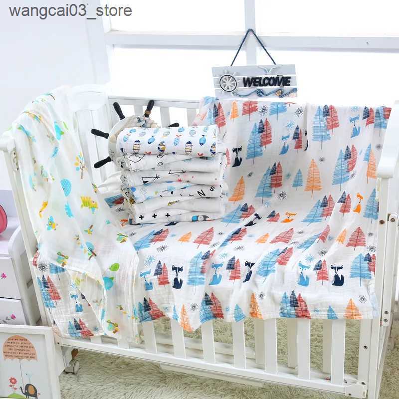 Blankets Swaddling 120*110 cm Cotton Baby Blanket Bath Towel Swaddle Blanket Diaper Gauze Muslin Blanket Baby Blankets Newborn Blanket Swaddle L240910