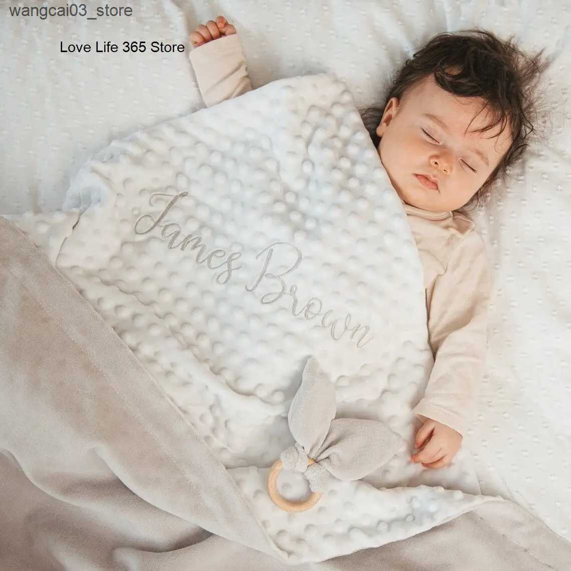 Blankets Swaddling 36 Colors Name Personalised Embroidered Newborn Baby Blanket Swaddling Kids Bedding Set Swaddle Soft Fleece For Crib Stroller L2409