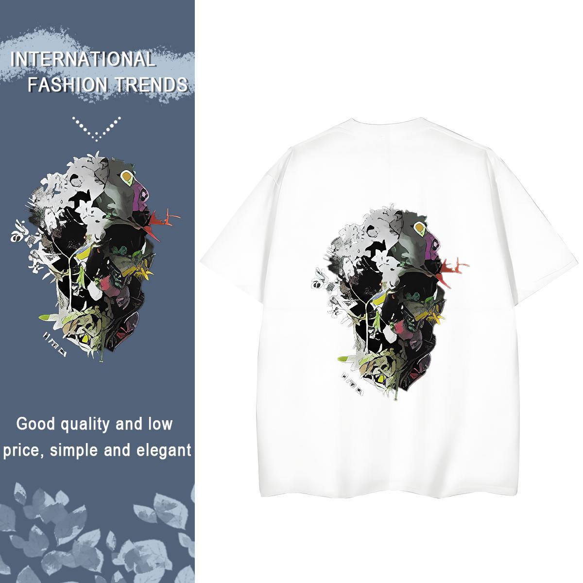 Classic T shirt 230g Cotton Breathable Soft Street Wear skull Tshirt for Man Woman High quality Black White Tops Tees