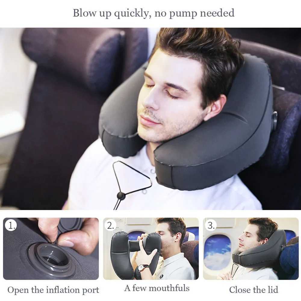 1 pack H-shaped massage pillow inflatable portable storage outdoor travel long-distance car airplane seat cover neck pillow W240819