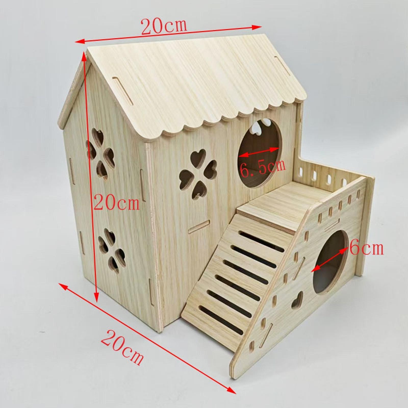 Wooden Hamster House Small Animal Hideaway Tunnel Exploring Toy Hamster Toy Thickened Portable Mice and Rat Habitat for Gerbils