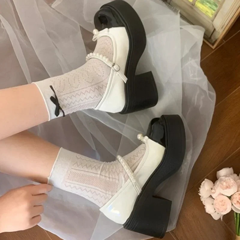 Black Super High Heels Mary Jane Women 2024 New Goth Chunky Platform Pumps Woman Plus Size Ankle Buckle Party Lolita Shoes 42 240927