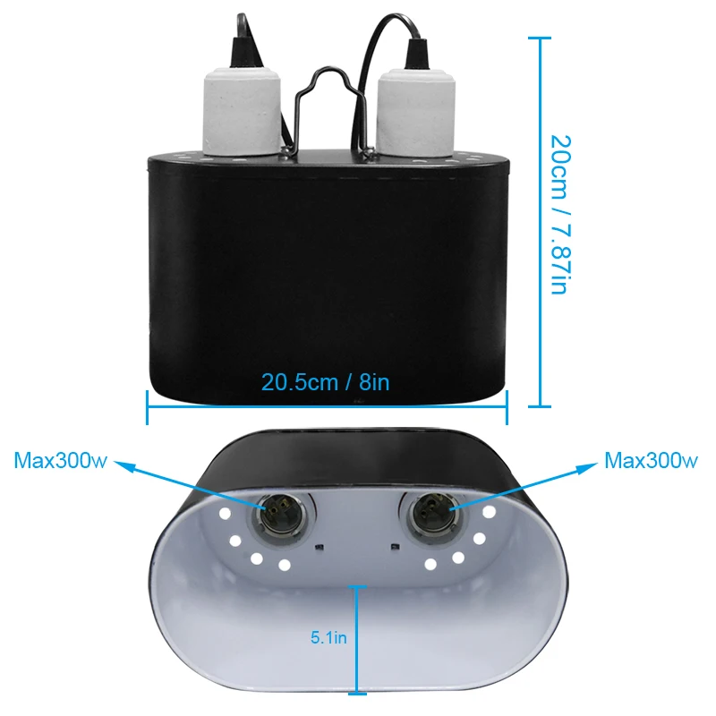 Reptile Light Fixture for Reptile Dome Uvb Light Fixture Dual Lamp Cap Combo Integration Design Heat Lighting Lamp Kit