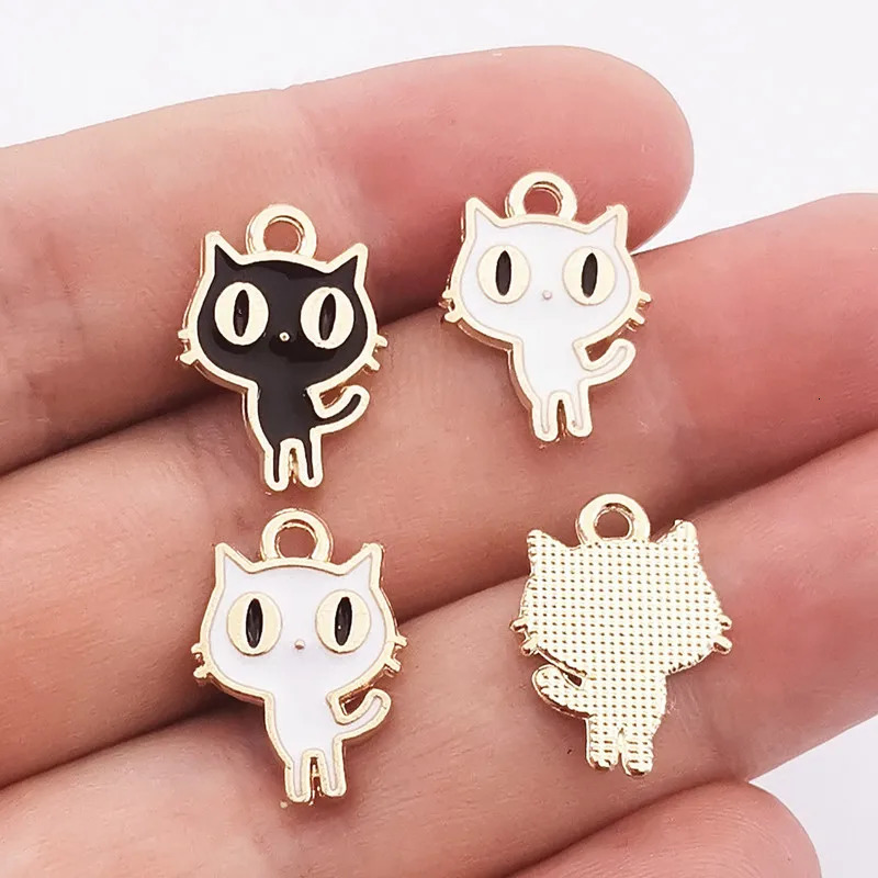 10pcs 19x14mm Enamel Cat Charm for Jewelry Making Fashion Earring Pendant Bracelet Necklace Accessories Diy Craft Findings 241010