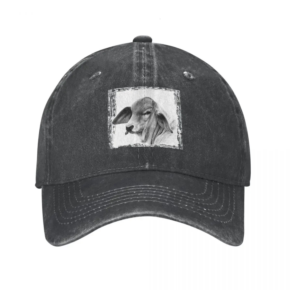 Brahman Calf Portrait Wall Street Art Cowboy Hat Military Mens Rugby Bobble Womens 241009