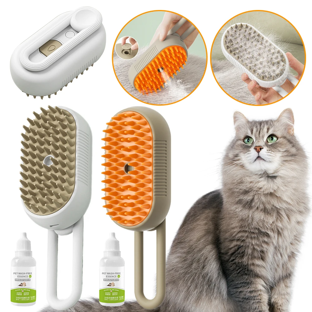 Cat Dog Grooming Comb Electric Spray Water Spray Kitten Pet Comb Soft Silicone Depilation Cats Bath Brush Grooming Supplies