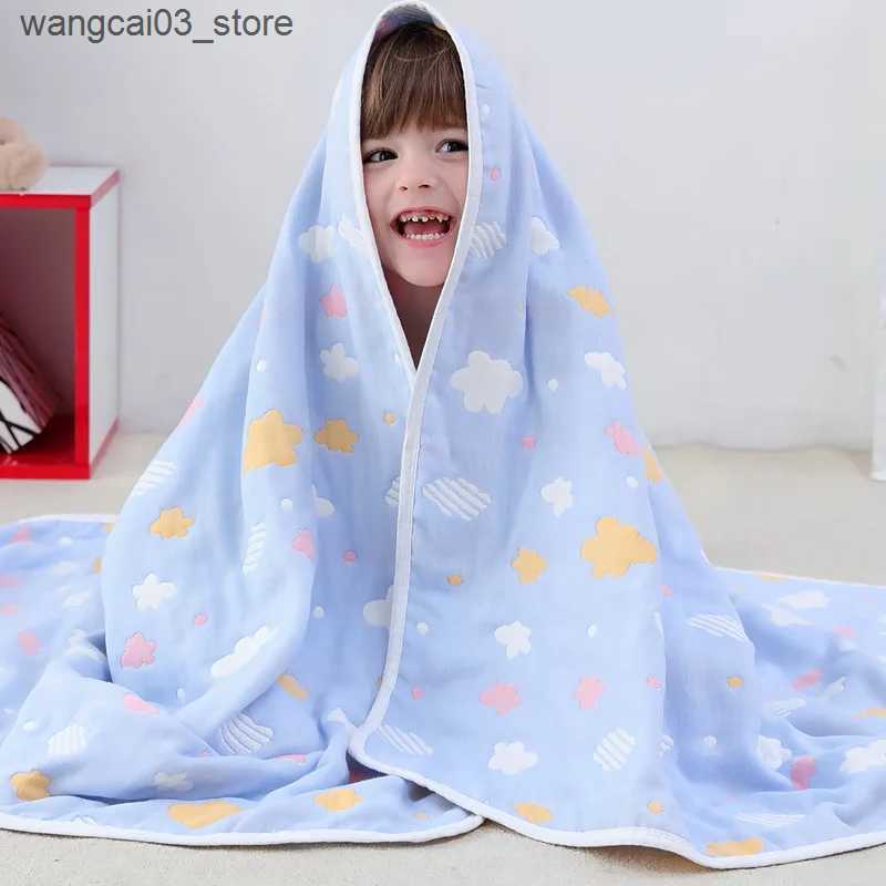 Blankets Swaddling Muslin Baby Blankets Newborn Sleeping Cartoon Bear Infant Toddler Swaddle Wrap Cotton Gauze Kids Baby Towel Summer 110x110cm L24091