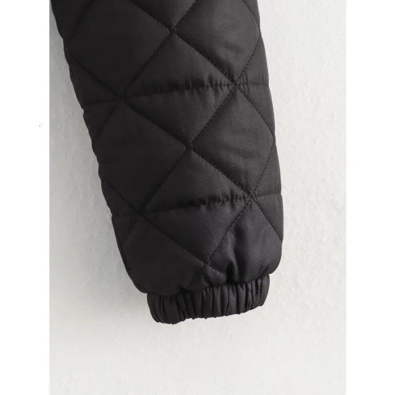 TRAF ZR Black Hooded Coat for Women Elegant Womens Parka Short Snow Warm Woman Winter Parkas Casual Padded 240930