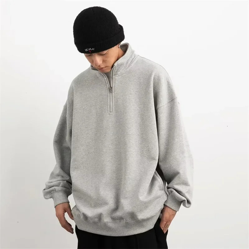Half Zipper n Sweatshirts For Men Autumn Y2K Vintage Stand Collar Pullover Hoodies Korean Fashion Casual sudadera 241011