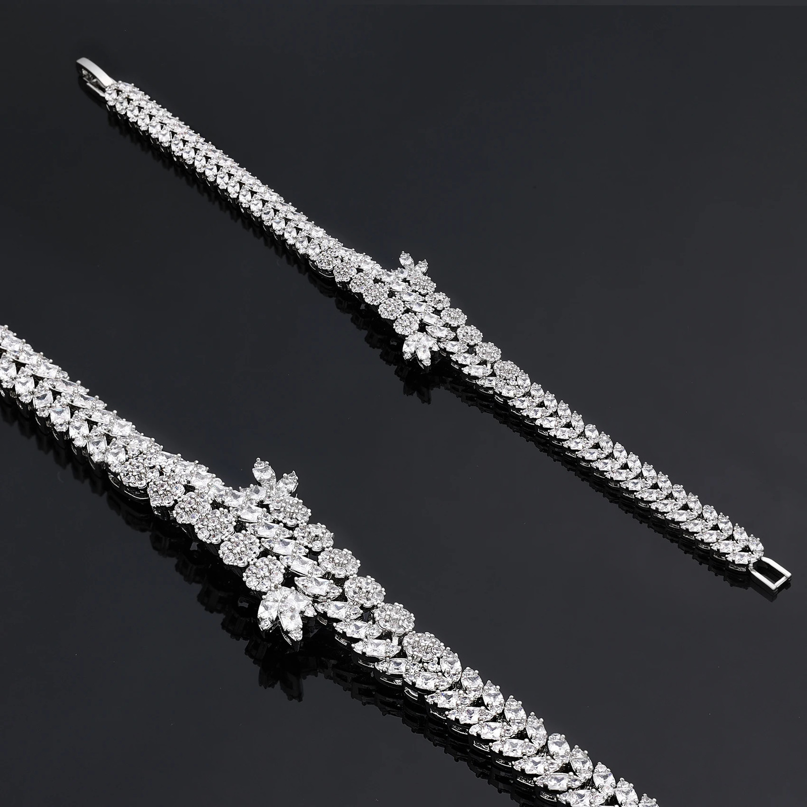 Cubic Zirconia Womens Jewelry Necklace Bracelet Bridal Wedding Jewelry Set 241007