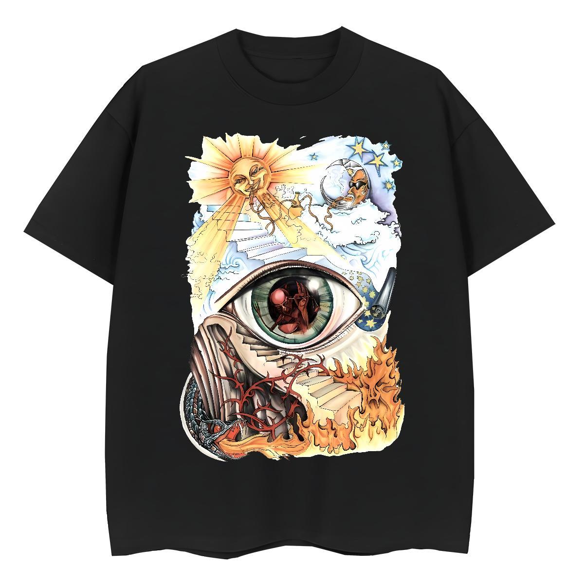 Factory Direct Women T Shirts 230g Pure Cotton Short Sleeve O-Neck Street Casual eye of the devil Women Tshirts Loose Anime Top Shirts