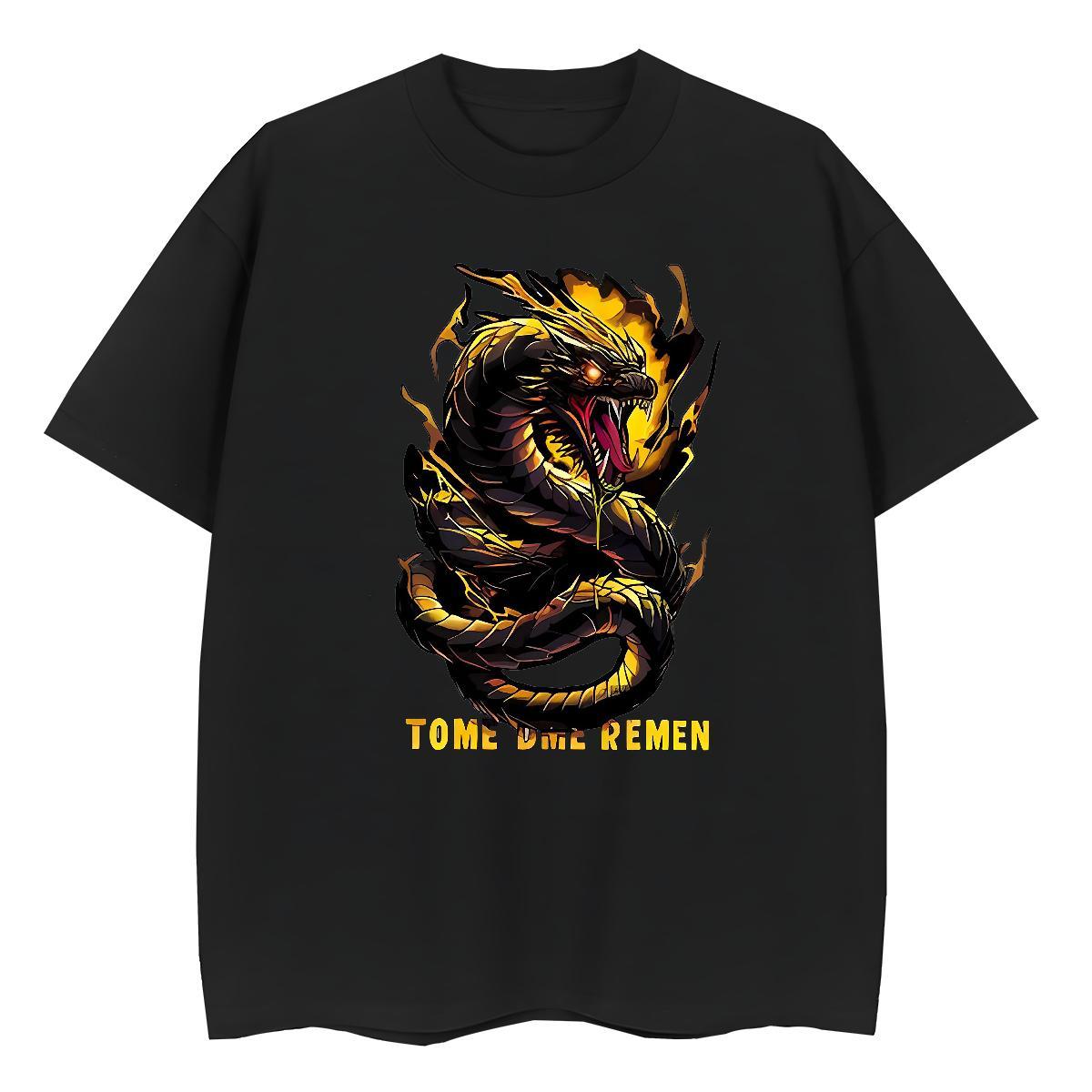 2024 T-Shirts for Women 230g Pure Cotton Breathable Short Sleeve Summer Casual Black Gold Dragon Women Tees Popular Anime Print Tops Shirt