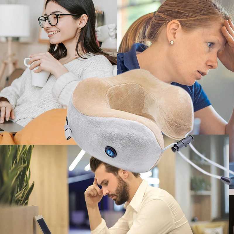 Electric massage pillow neck relaxation tool U-shaped suitable for the neck suitable for travel and family massage with single button operation W24081