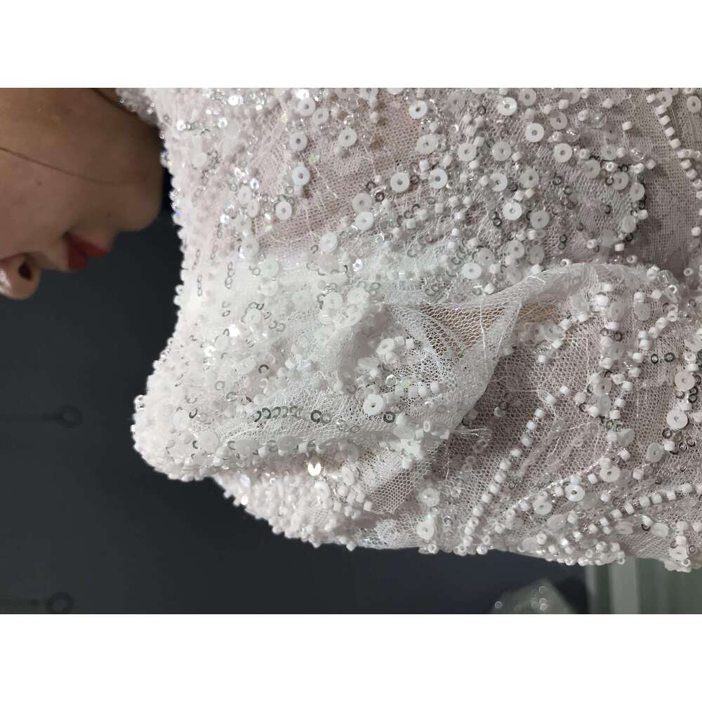 Kisswhite Xlove Collection heavy beads ball glitters white dress high neck bridal gown