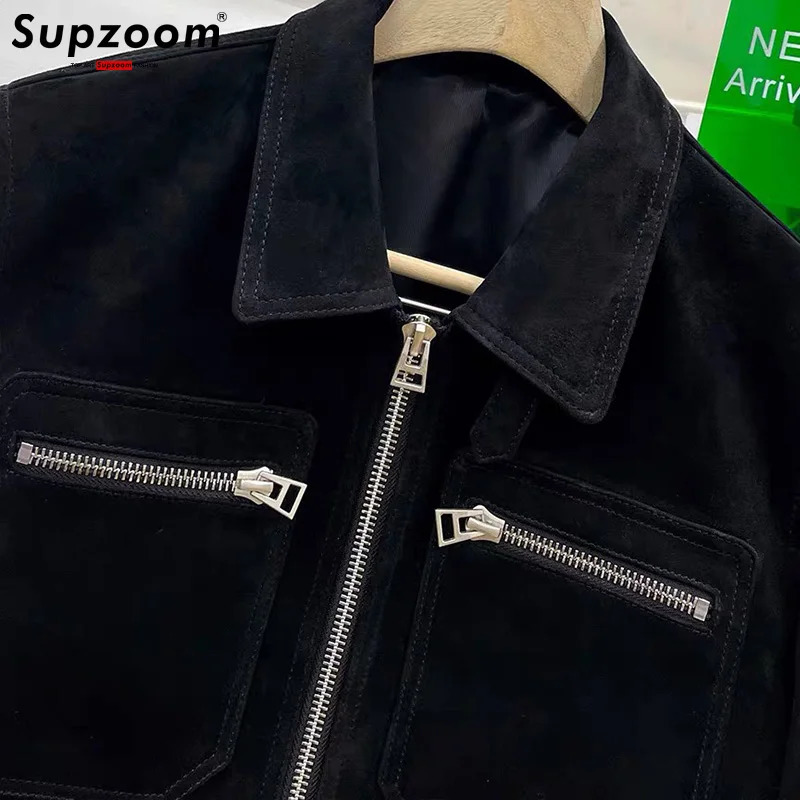 Supzoom Arrival Autumn And Winter Lapel Velvet Loose Casual Retro Sheepskin Leather Bf Style Handsome Warm Jackets Men Coat 241011