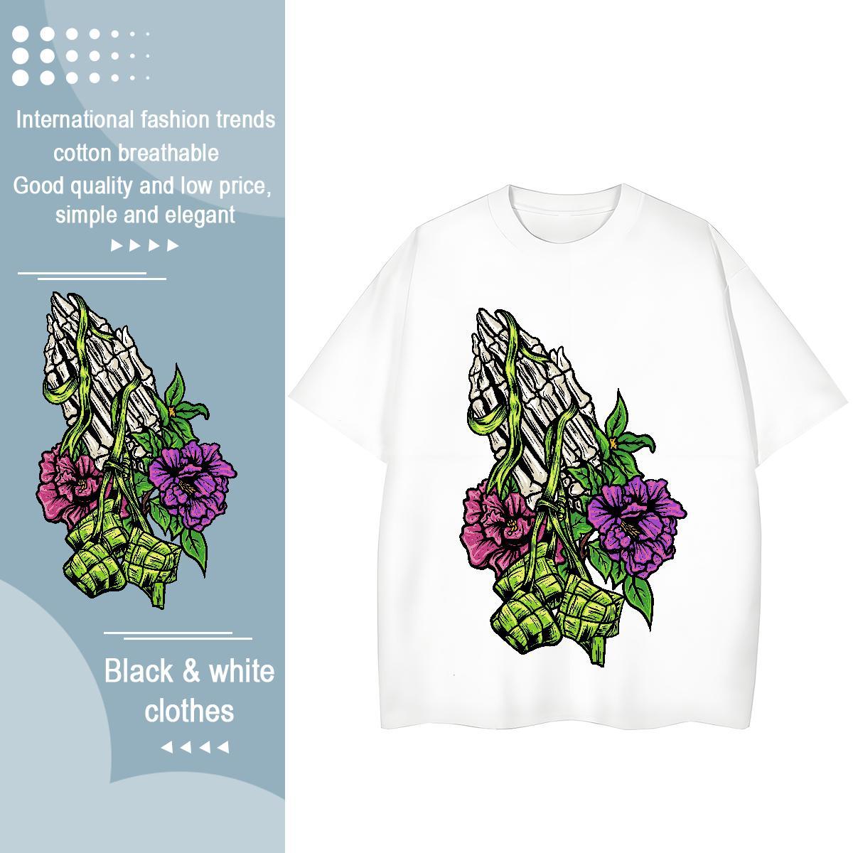 2024 Designer T-Shirts for Women 230g Cotton Breathable Short Sleeve Sports Casual skull Couples T Shirts Popular DIY Anime Polos