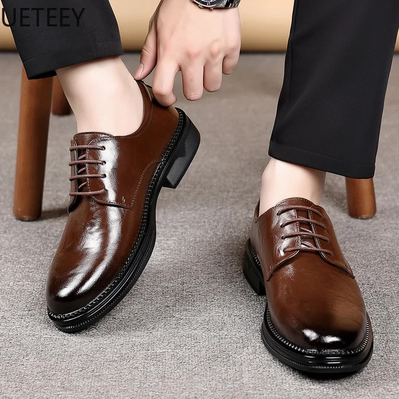 Leather shoes leather shoes mens shoelaces non slip and lightweight UETEEY classic explosion-proof style leather casual 241007