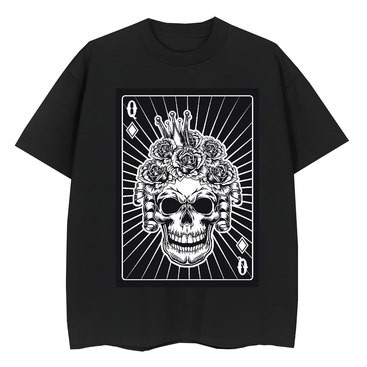 Fashion T-Shirts for Women 100% Cotton 230g Crew Neck Breathable Street skull Woman Tshirt Female Plus Size Cartoon Top Shirts