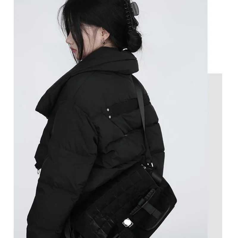 Grey Down Jacket Womens Coat Black Fashion American Street Clothing Y2K Style Duck Down Womens Winter Short Coat 241009