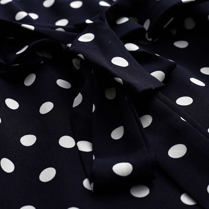 polka dot dress autumn women 2024 new temperament goddess style tall bubble sleeve waist cinching skirt