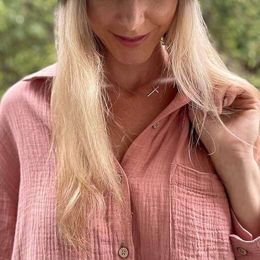 classic sideway necklace sterg sier dainty chain Simple minimal cross charm delicate women girl chains