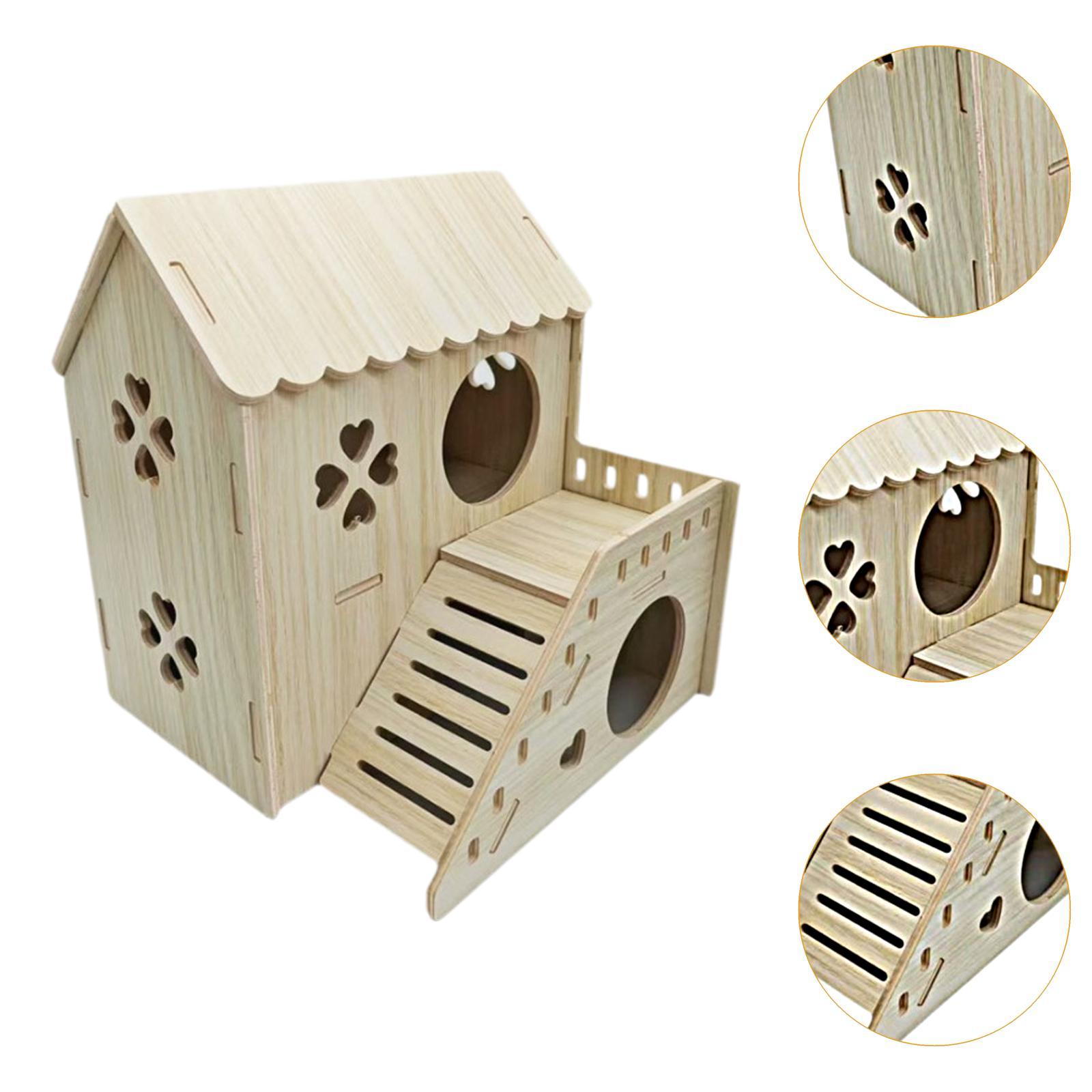 Wooden Hamster House Small Animal Hideaway Tunnel Exploring Toy Hamster Toy Thickened Portable Mice and Rat Habitat for Gerbils