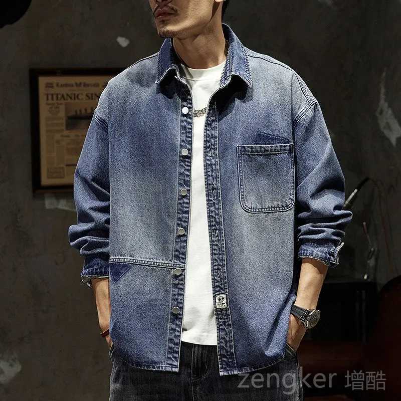 Spring and autumn denim jacket mens plus size loose top plus size mens jacket tide 7XL 6XL 5XL denim jacket W241011