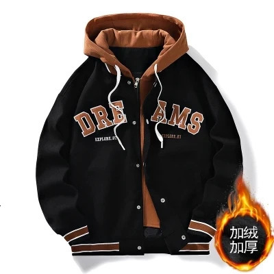 Arrived Winter Thicken Fleece Men Parka Warm Bomber Jacket Streetwear Fashion Letter Embroidery Thermal Baseball Coat 241010