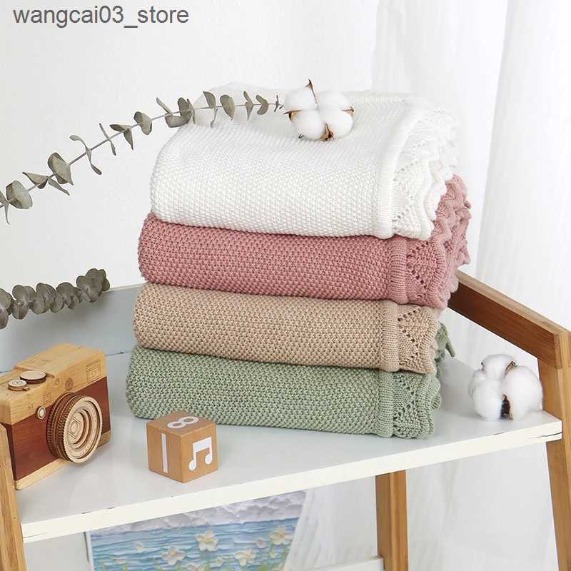 Blankets Swaddling Baby Blankets Cotton Knitted Newborn Boy Girl Bedding Quilt 100*80CM Infant Stroller Swaddle Super Soft Fashion Ruffles Wrapping L2
