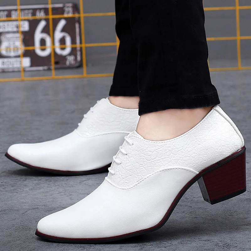 Classic high heels mens shoes leather mens shoes wedding grooms shoes fashion mens Oxford black and white formal dress party 241007