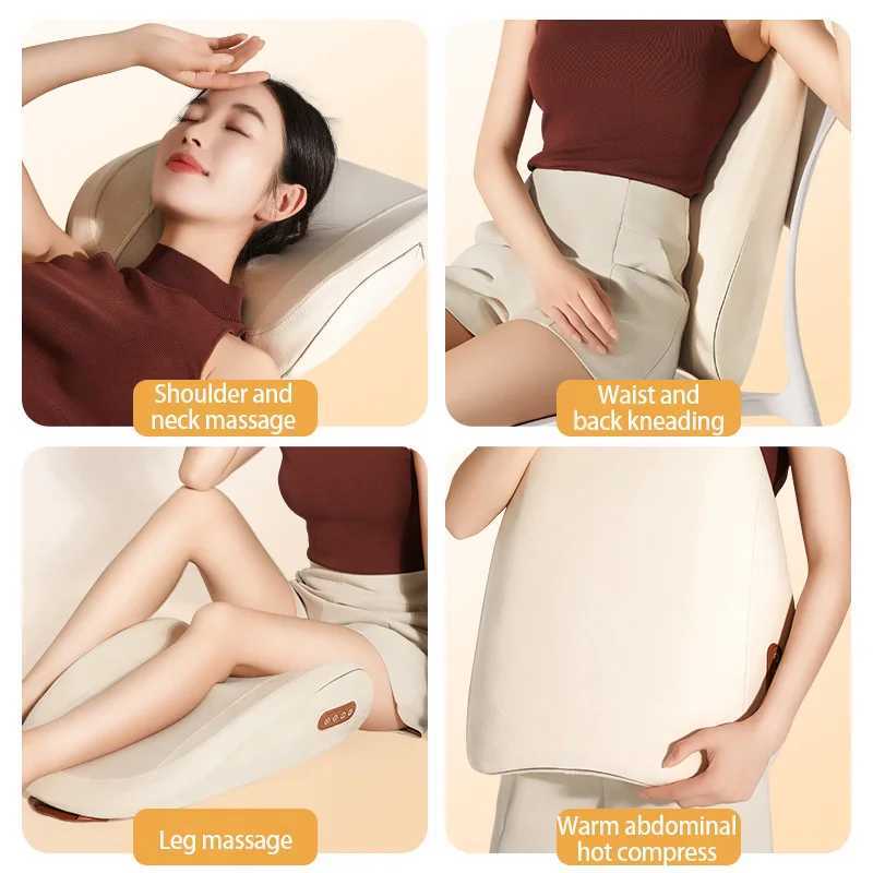 Neck massager pillow style waist back massager electric kneading rechargeable heating shoulder multifunctional back massager W240819