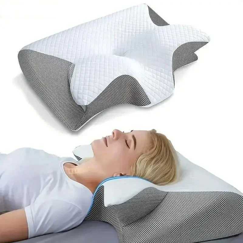 New contour memory foam cervical pillow conforms to ergonomics orthopedic neck pain pillow is used for treatment pillow of stomach sleeper on side bac