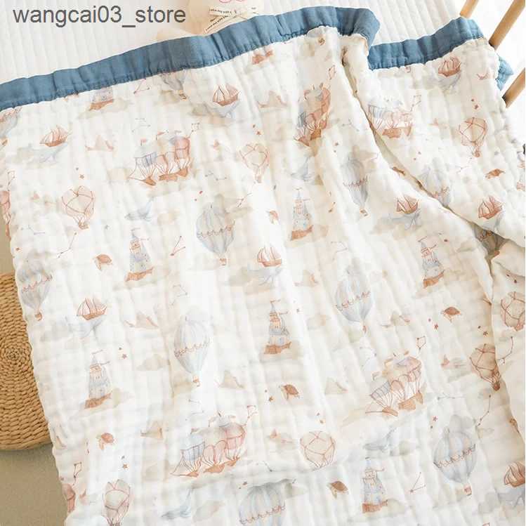 Blankets Swaddling Cotton Swaddle Blanket Baby Blanket Solid Color Animal Print Muslin Cotton Swaddle New Born Stroller Cover L240910