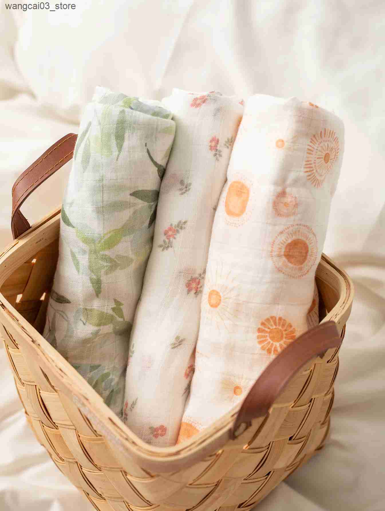 Blankets Swaddling Popular Digital Print Bamboo Cotton Muslin Swaddle Blankets High Quality 120*120cm Newborn Bath Towel Wrap Baby Item Mother Kids L2